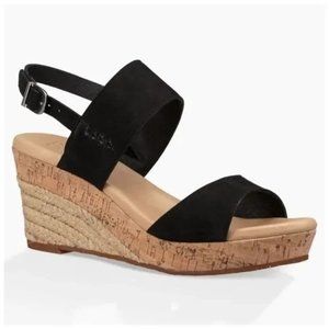 Womens UGG Elena black wedge espadrille sandals size 7.5